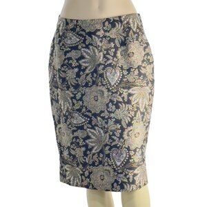 CARMEN MARC VALVO SIGNATURE Womens Skirt Black Gold Sequined Brocade Pencil Sz 8